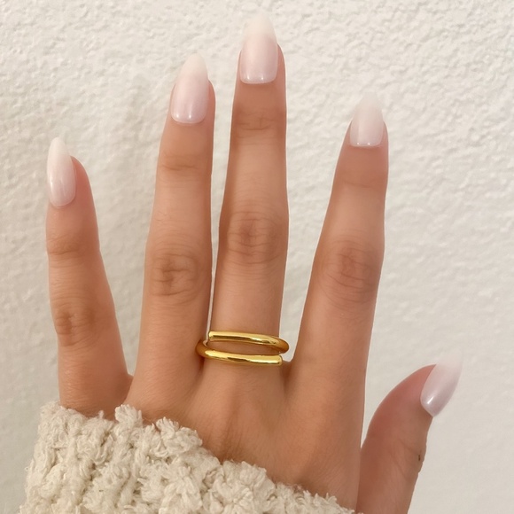 925 Sterling Silver Gold Bar Ring Minimalist Ring Dainty Gold Vermeil Ring - Picture 6 of 8